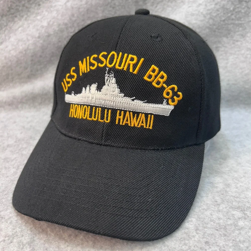 USS Missouri BB-63 Men Black Unbranded Baseball Cap Honolulu Hawaii OSFM